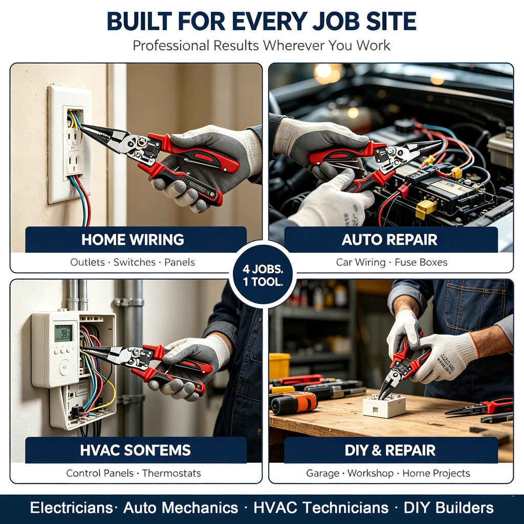 4-in-1 Digital Wire Stripping Testing Pliers, Wire Stripper for Cutting Stripping Crimping