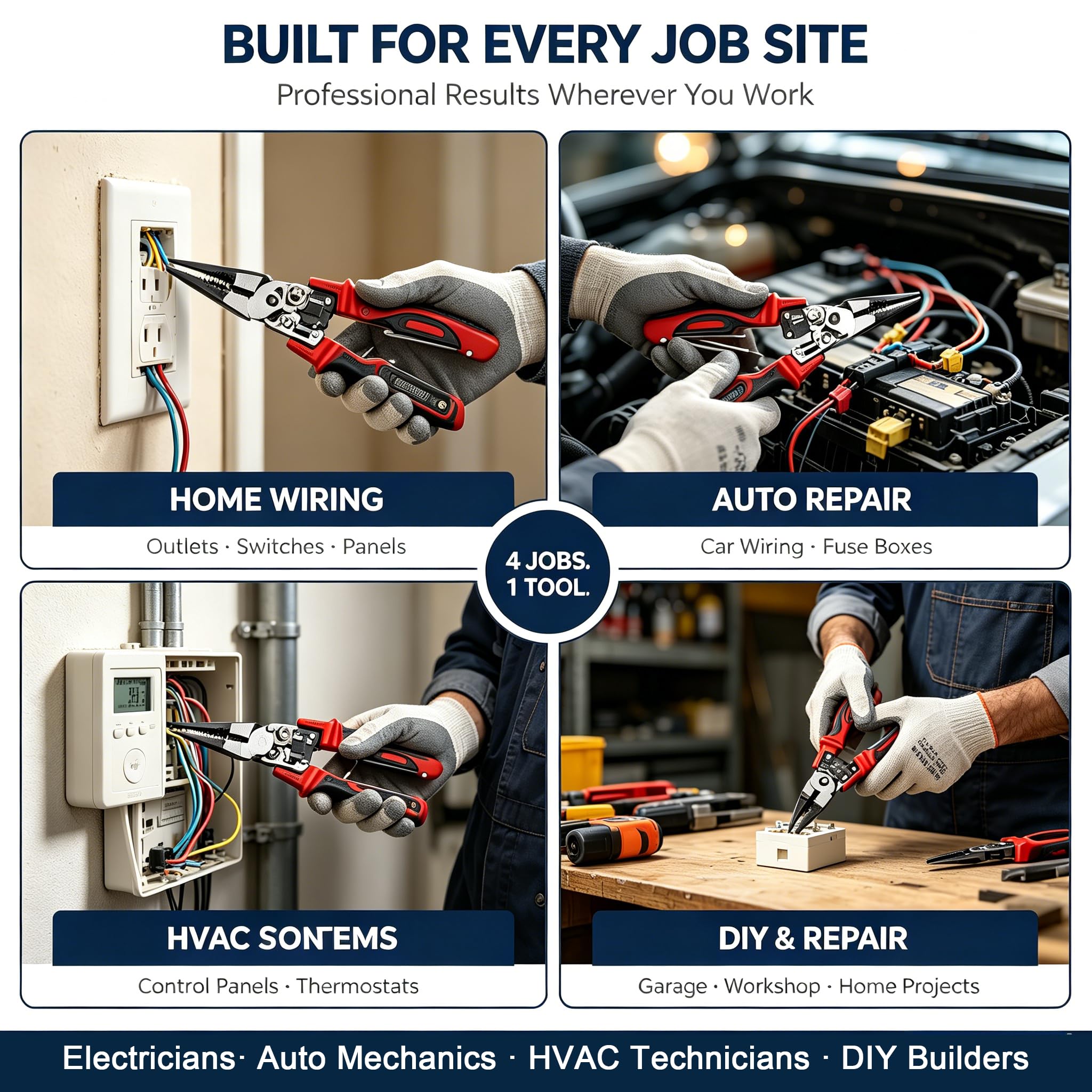 4-in-1 Digital Wire Stripping Testing Pliers, Wire Stripper for Cutting Stripping Crimping