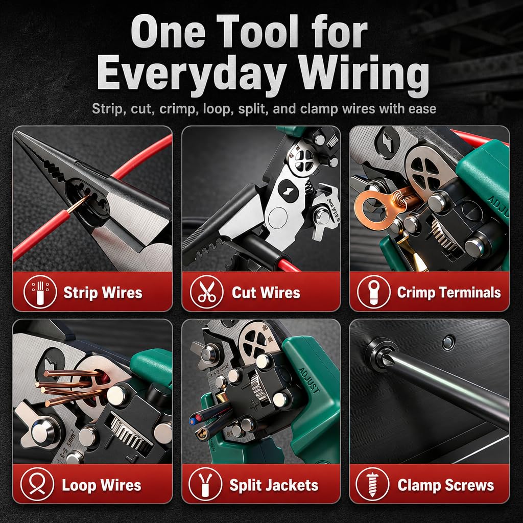 4-in-1 Digital Wire Stripping Testing Pliers, Wire Stripper for Cutting Stripping Crimping