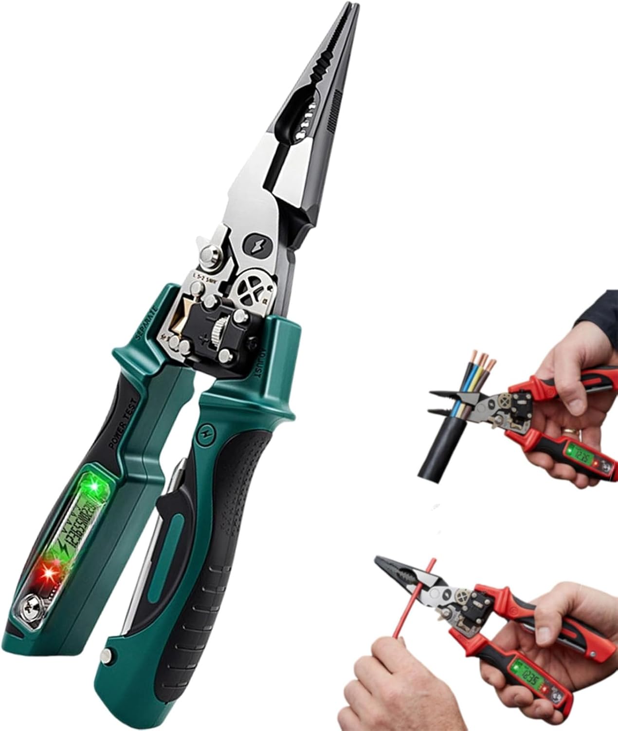 4-in-1 Digital Wire Stripping Testing Pliers, Wire Stripper for Cutting Stripping Crimping