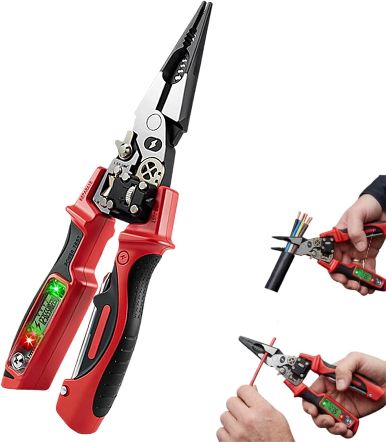 4-in-1 Digital Wire Stripping Testing Pliers, Wire Stripper for Cutting Stripping Crimping