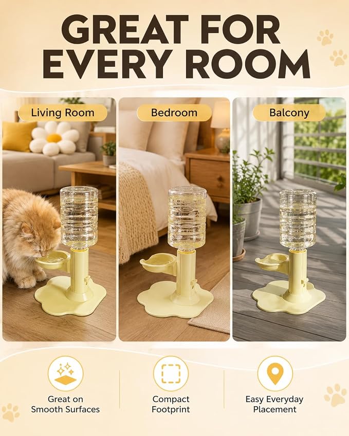 Spill-Proof Gravity Cat Water Fountain No Electricity