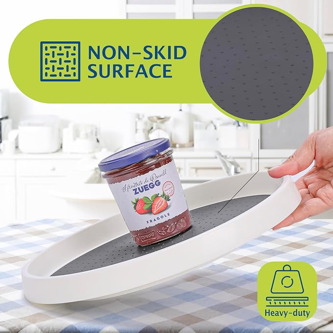4-piece  12-inch turntable, anti-slip storage organizer, suitable for food cabinets and countertops