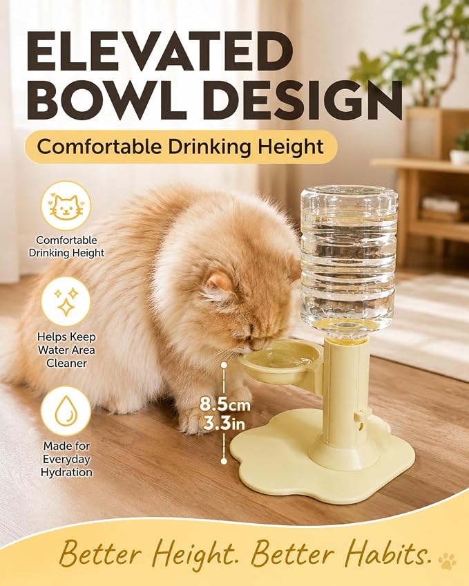 Spill-Proof Gravity Cat Water Fountain No Electricity