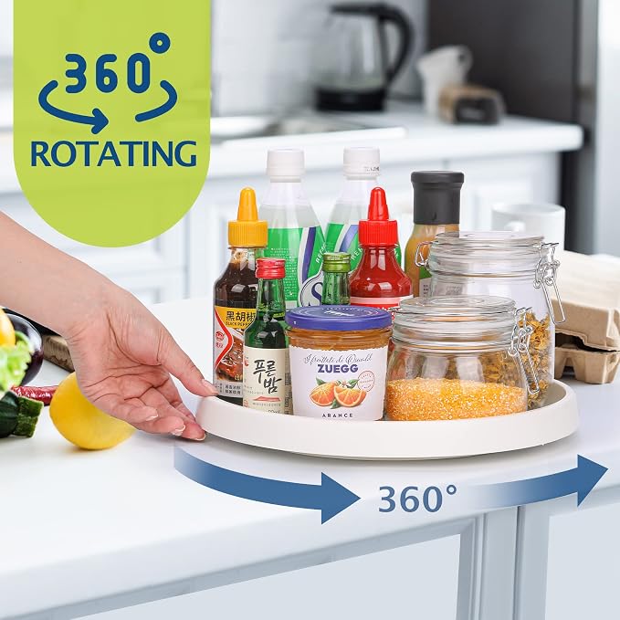 4-piece  12-inch turntable, anti-slip storage organizer, suitable for food cabinets and countertops