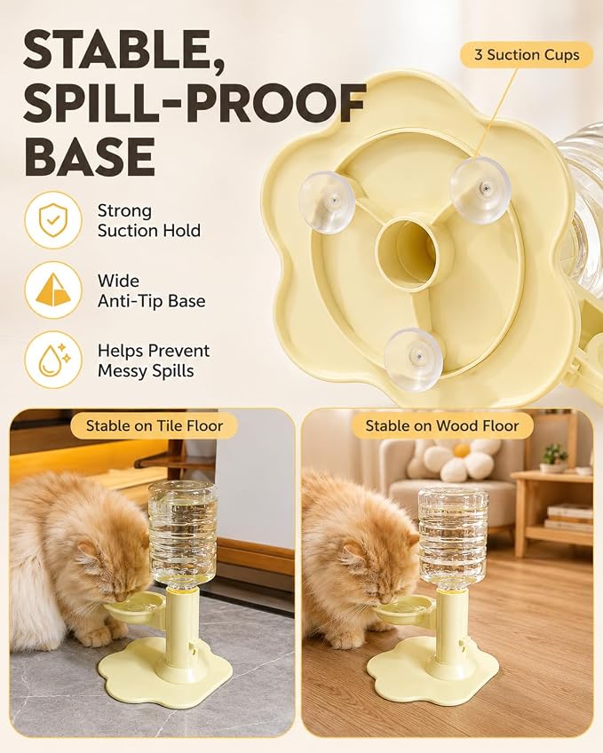 Spill-Proof Gravity Cat Water Fountain No Electricity