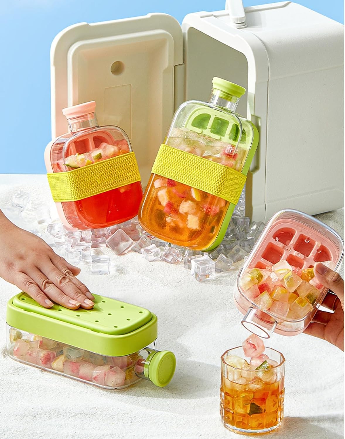 2-in-1 Press Release Ice Cube Bottle With Straw
