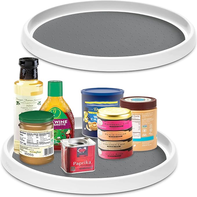 4-piece  12-inch turntable, anti-slip storage organizer, suitable for food cabinets and countertops