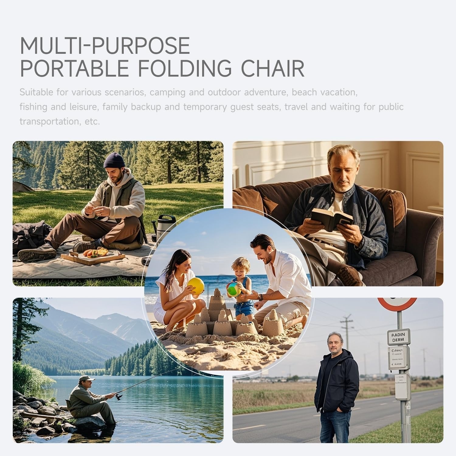 Portable Backpack Stool for Hiking Fishing, 600D Oxford Outdoor Seat
