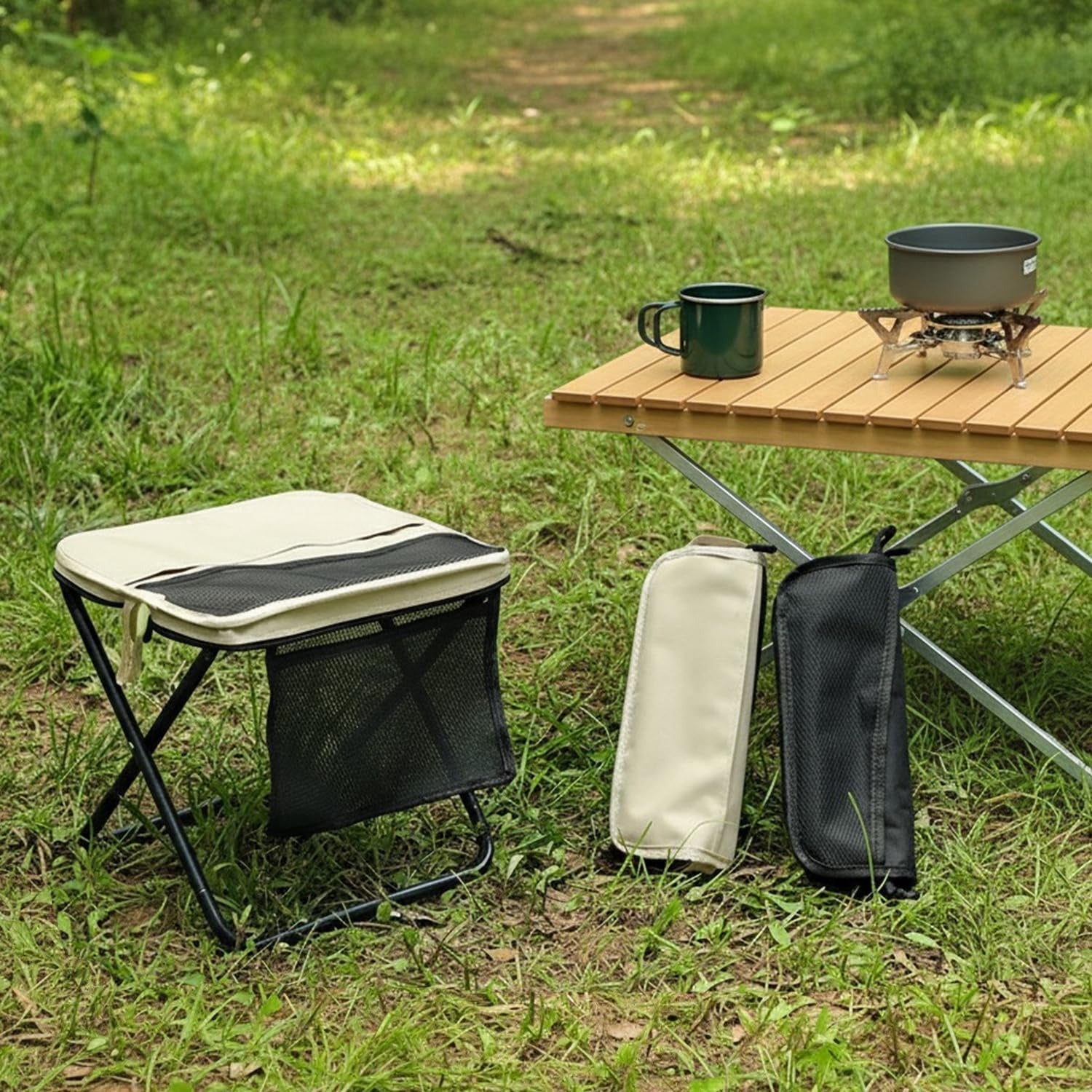 Portable Backpack Stool for Hiking Fishing, 600D Oxford Outdoor Seat
