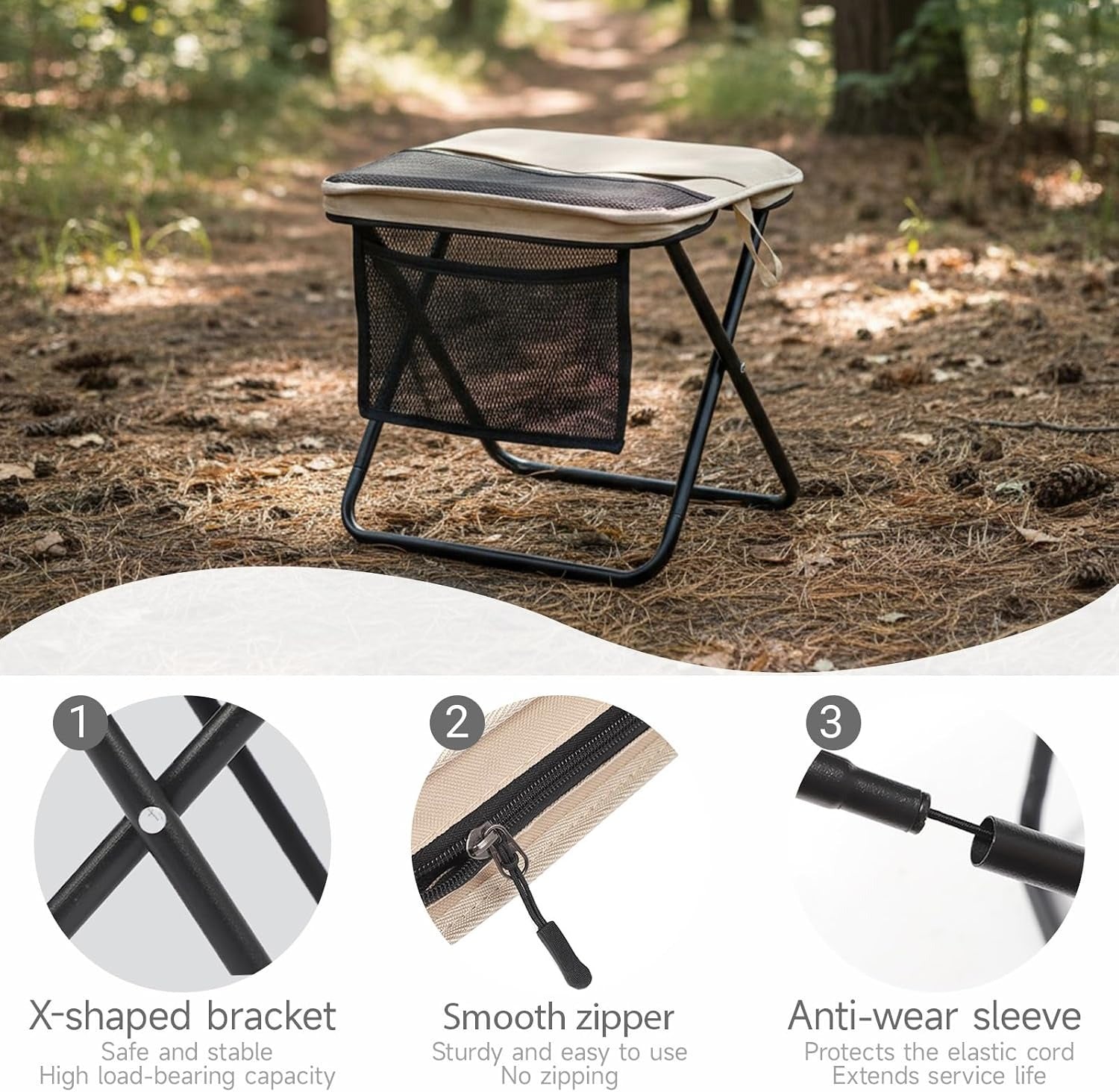 Portable Backpack Stool for Hiking Fishing, 600D Oxford Outdoor Seat